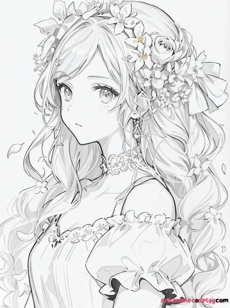 ảnh tô màu anime xinh đẹp tranh